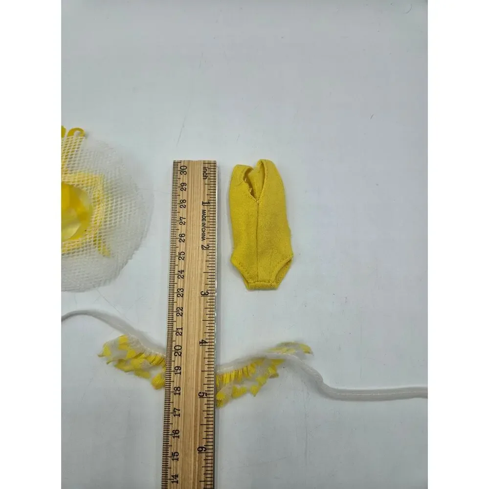 Vintage Fashion Doll Yellow Swimwear Lot 3pc Bikini Trim 11.5